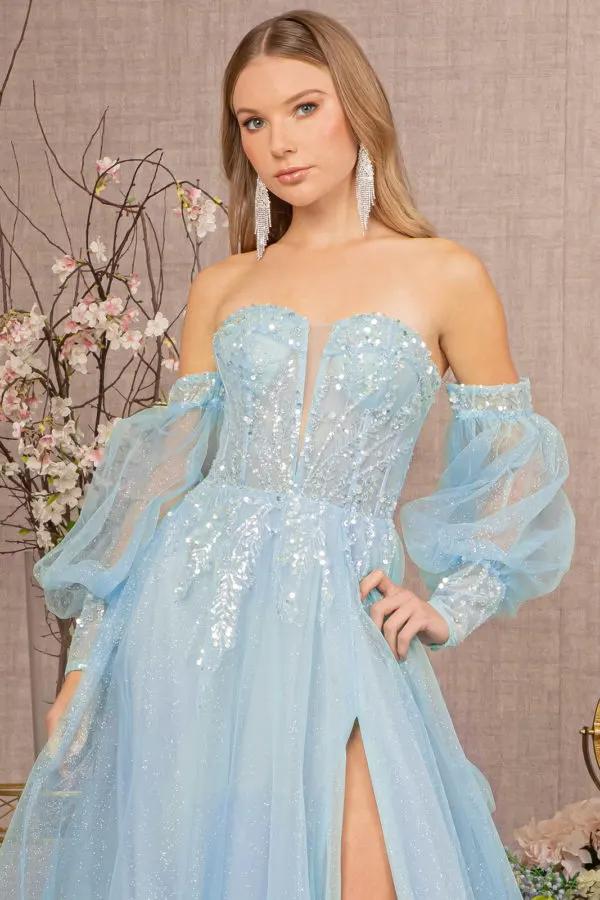 Sequin Glitter Sheer Bodice Illusion Sweetheart A-line Mesh Dress by Tux-USA