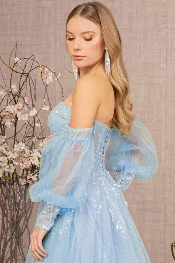 Sequin Glitter Sheer Bodice Illusion Sweetheart A-line Mesh Dress by Tux-USA