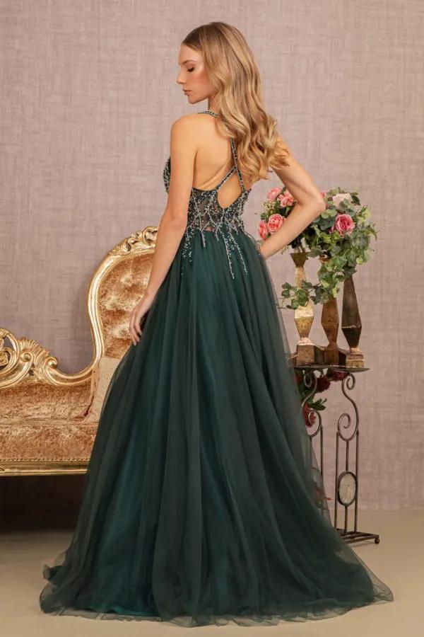 Dress Jewel Bead Illusion Sweetheart Bodice Mesh A-Line Evening by Tux-USA