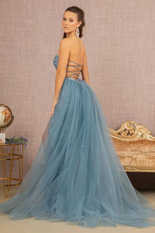 Halter Jewel Glitter Mermaid Dress w/ Detachable Mesh Layer by Tux-USA
