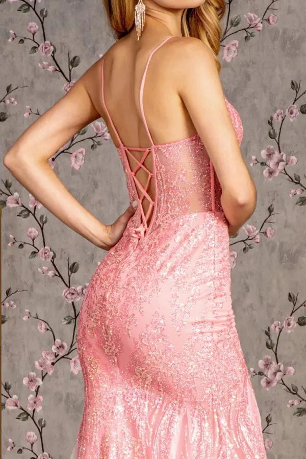 Glitter Sequin Sheer Corset Bodice Mesh Mermaid Long Dress by Tux-USA