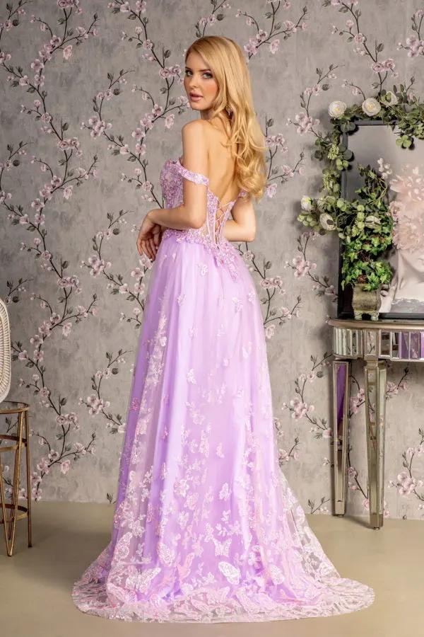 Bead Strapless Mesh A-line Long Dress w/ Detachable Sleeves by Tux-USA