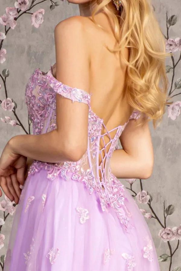 Bead Strapless Mesh A-line Long Dress w/ Detachable Sleeves by Tux-USA
