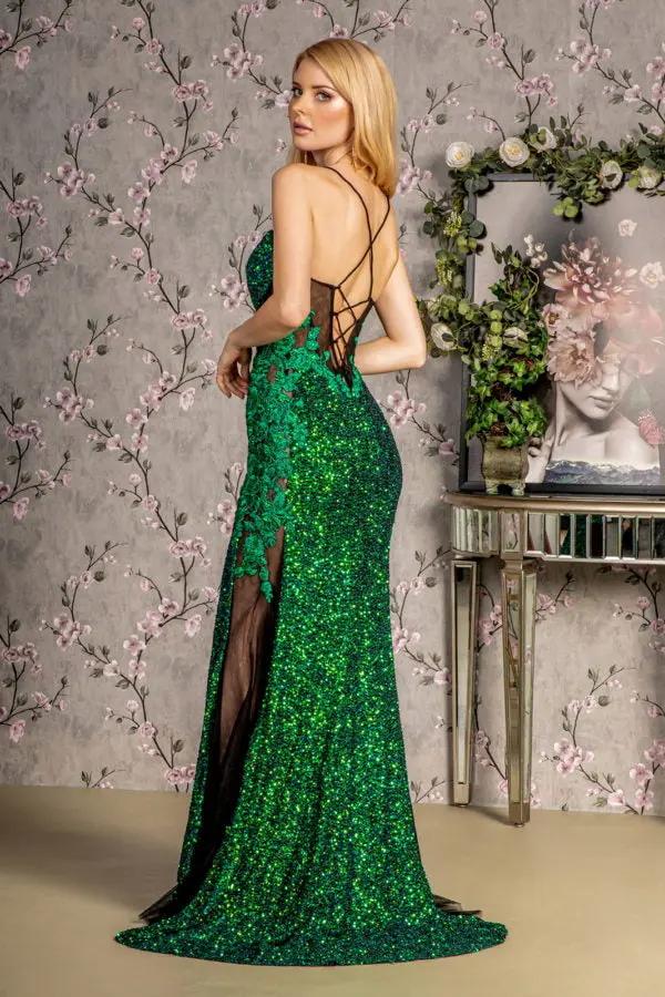 Floral Embroidery Sheer Bodice Mesh Mermaid Long Dress by Tux-USA