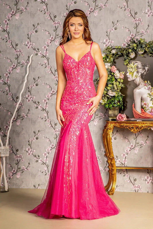 Sequin Illusion Sweetheart Sheer Bodice Mesh Mermaid Long Dress by Tux-USA
