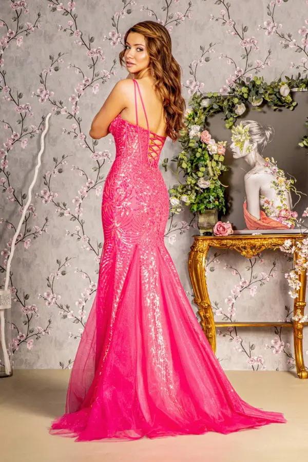 Sequin Illusion Sweetheart Sheer Bodice Mesh Mermaid Long Dress by Tux-USA