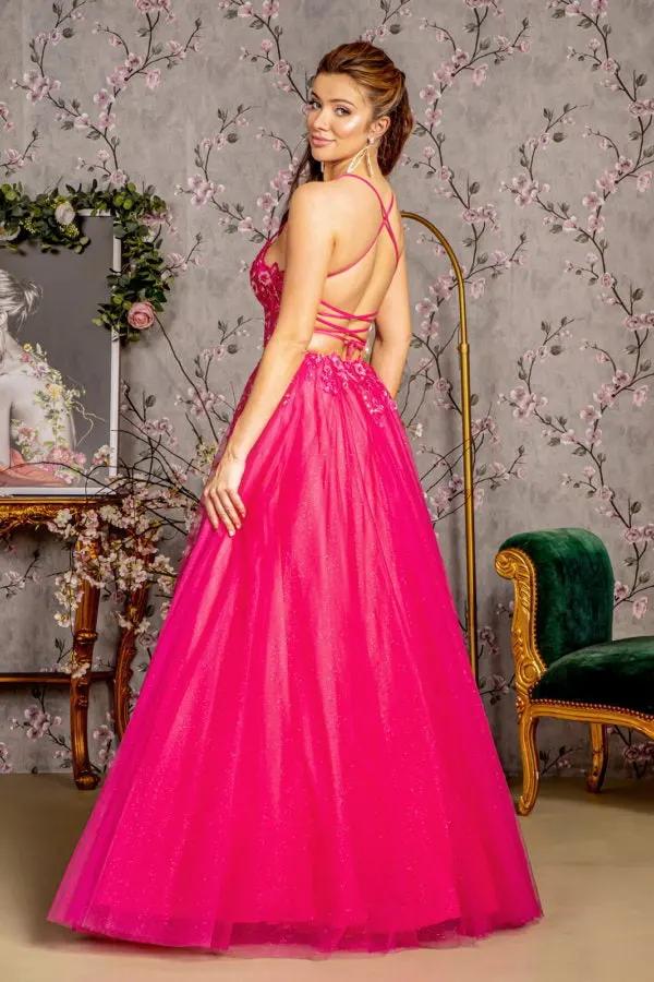 Sequin Glitter Sheer Corset Bodice Mesh A-line Long Dress by Tux-USA