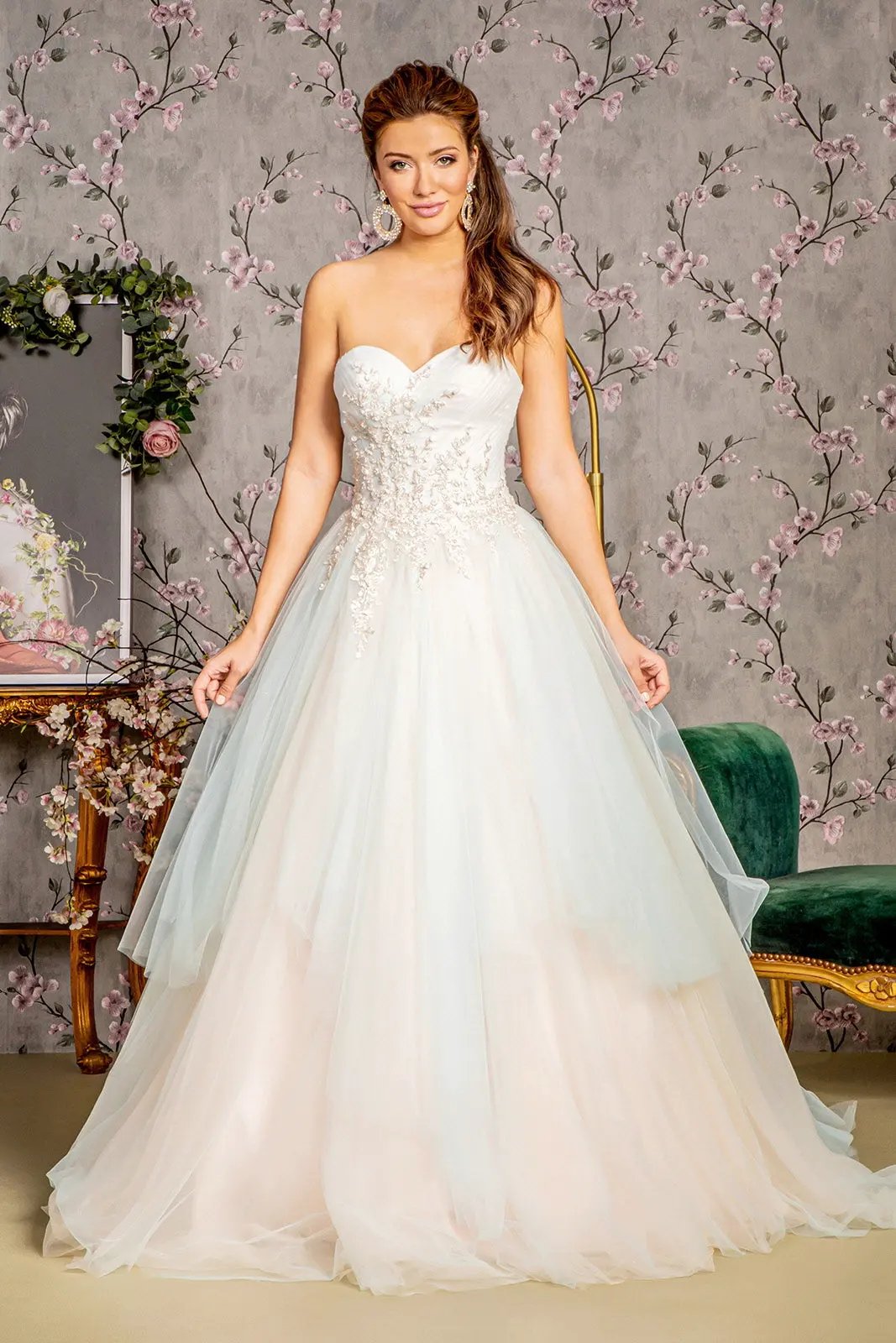 Sweethearted Strapless Mesh Layered A-Line Prom Dress by Tux-USA
