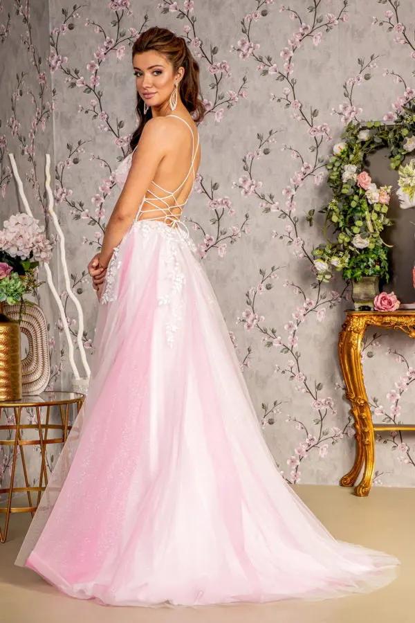 Embroidery Sequin Sheer Bodice Mesh A-line Long Dress by Tux-USA