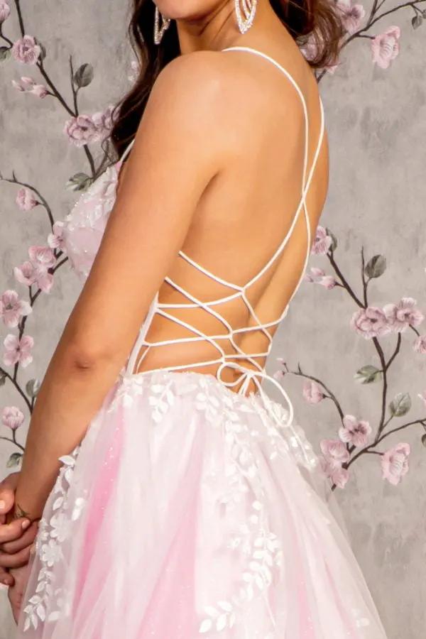 Embroidery Sequin Sheer Bodice Mesh A-line Long Dress by Tux-USA
