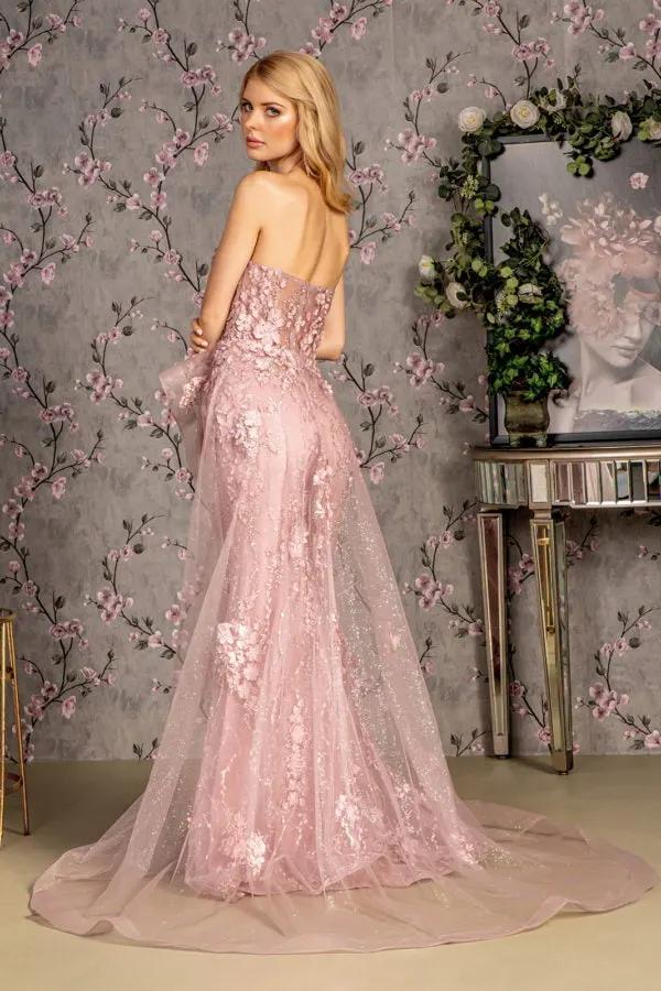 Jewel Strapless Mesh Mermaid Long Dress w/ Waist Drape by Tux-USA