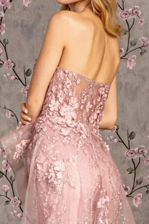 Jewel Strapless Mesh Mermaid Long Dress w/ Waist Drape by Tux-USA
