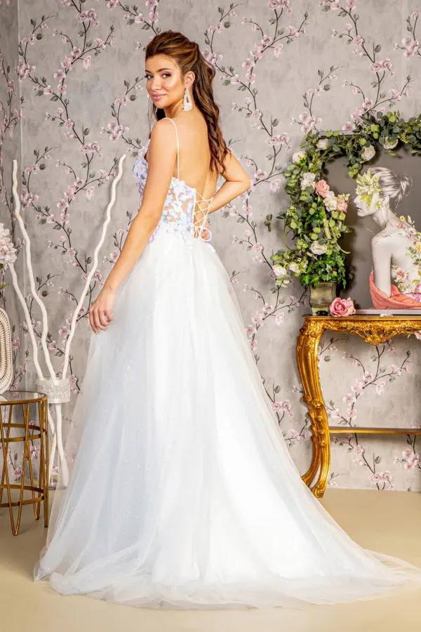 3-D Butterfly Sheer Corset Bodice A-line Mesh Long Dress by Tux-USA