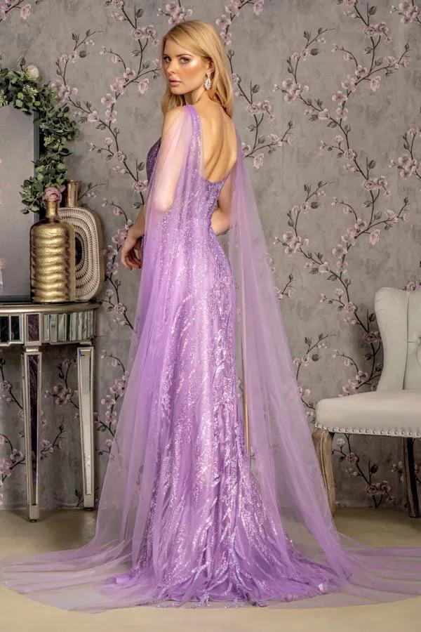 Glitter Sequin Mermaid Mesh Long Dress w/ Detachable Side Mesh Drapes by Tux-USA