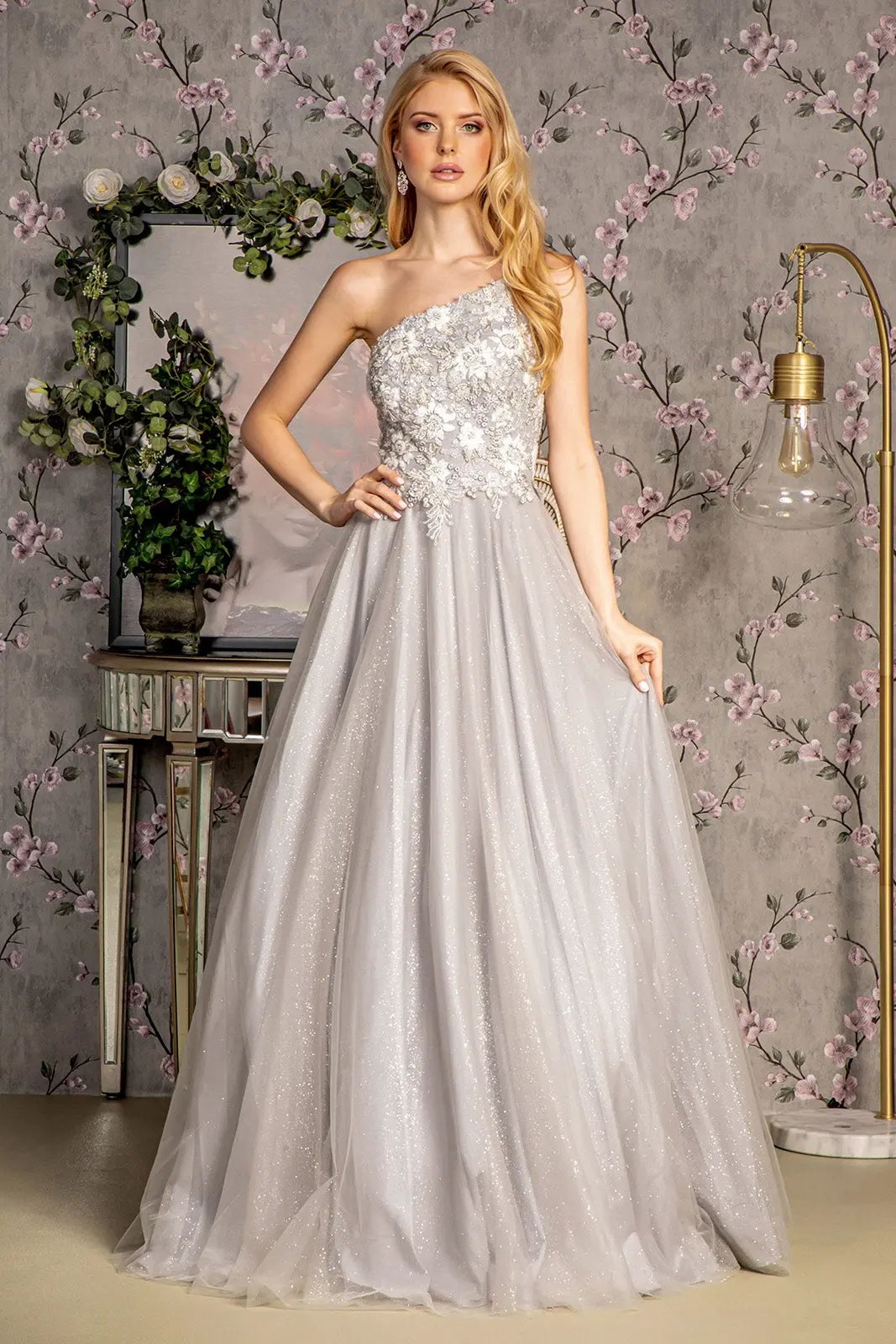 Asymmetric Sequin Mesh Mermaid Long Dress w/ Back Straps by Tux-USA