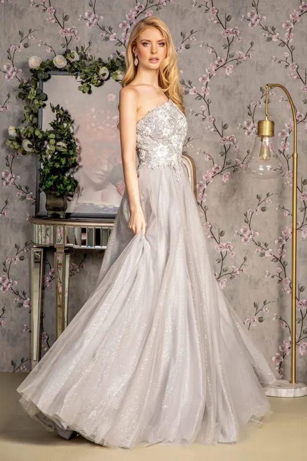Asymmetric Sequin Mesh Mermaid Long Dress w/ Back Straps by Tux-USA