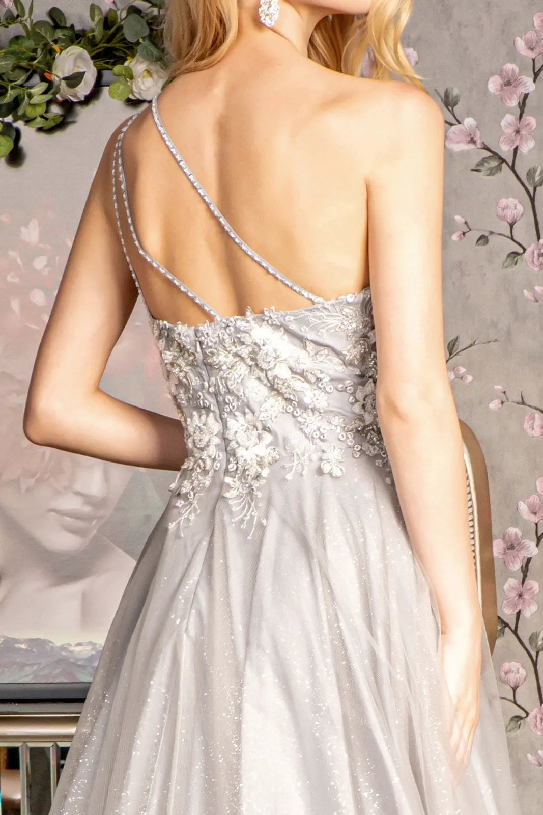 Asymmetric Sequin Mesh Mermaid Long Dress w/ Back Straps by Tux-USA