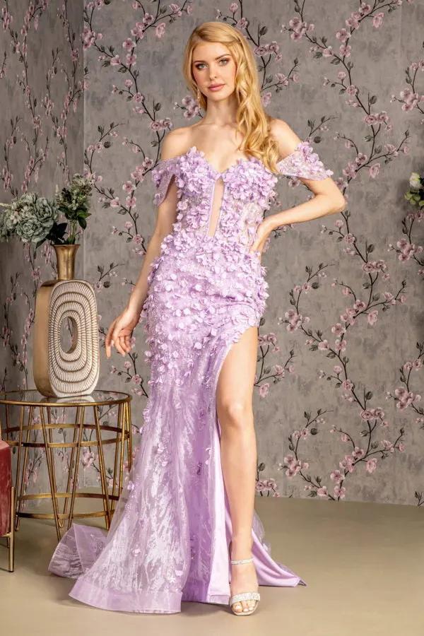 3-D Flower Sequin Sheer Bodice Mesh Mermaid Long Dress by Tux-USA