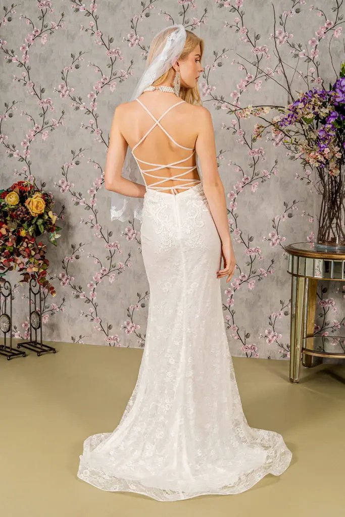 Floral Embroidery Illusion Sweetheart Lace Mermaid Wedding Gown by Tux-USA