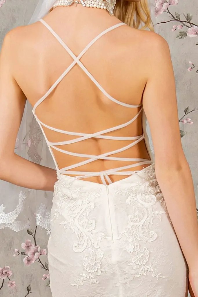 Floral Embroidery Illusion Sweetheart Lace Mermaid Wedding Gown by Tux-USA