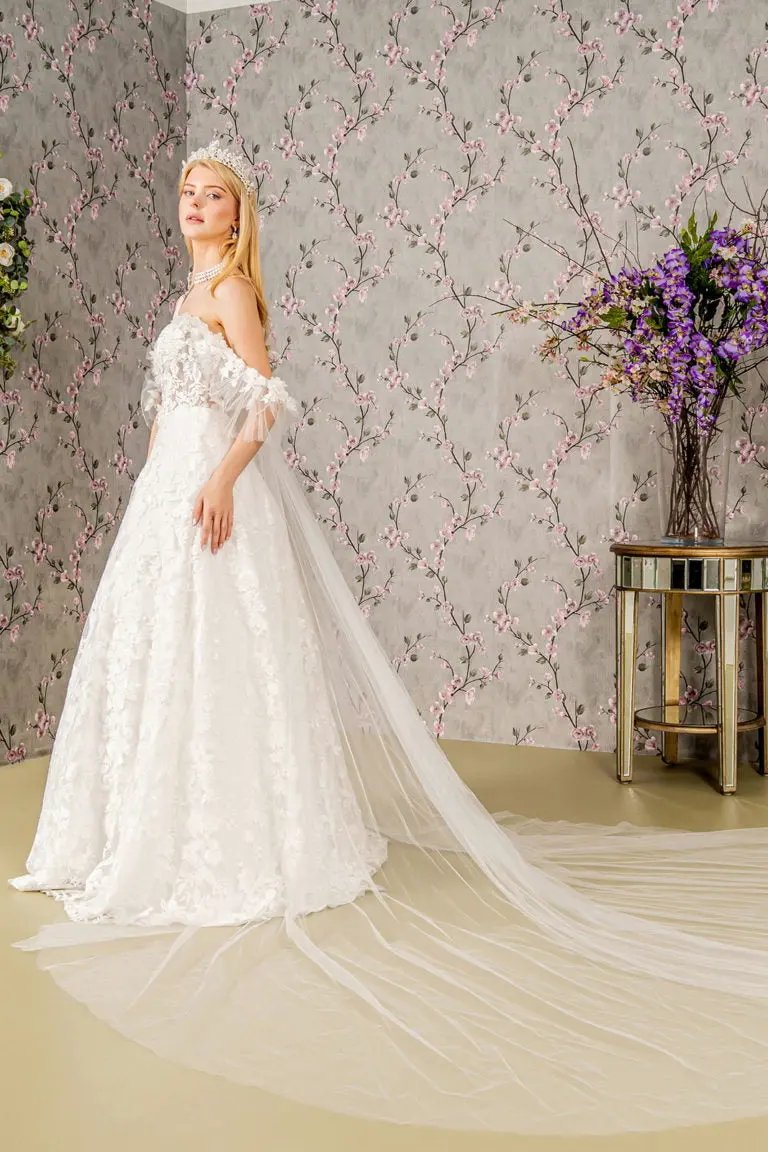 Sheer Bodice Sweetheart Mesh Ball Gown w/ Long Back Drape by Tux-USA
