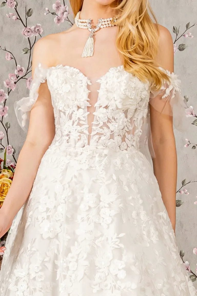 Sheer Bodice Sweetheart Mesh Ball Gown w/ Long Back Drape by Tux-USA