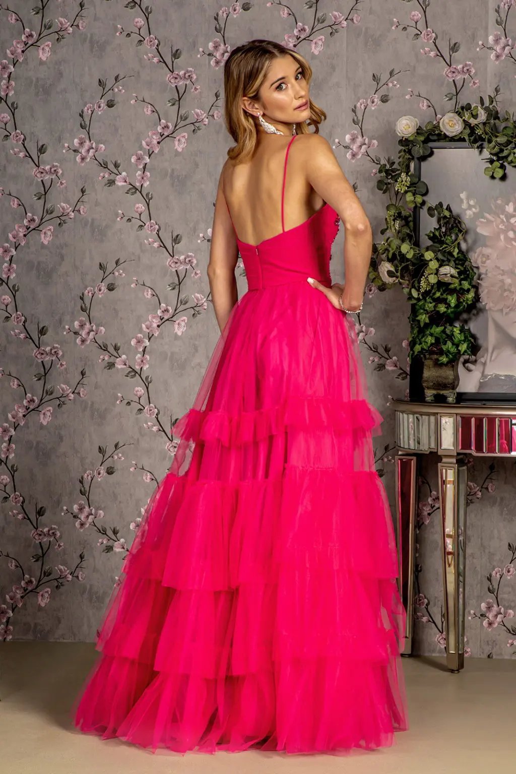 Sequin Bead Sweetheart Ruffled Skirt Mesh A-line Long Dress by Tux-USA