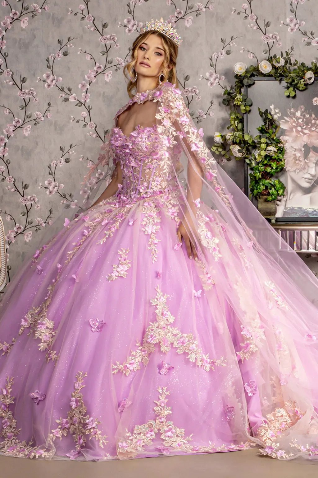 Sheer Bodice Strapless Sweetheart Mesh Ball Gown w/ Side Mesh Long Drapes by Tux-USA