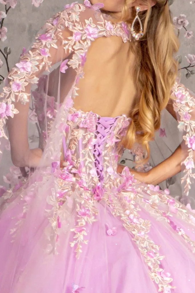Sheer Bodice Strapless Sweetheart Mesh Ball Gown w/ Side Mesh Long Drapes by Tux-USA