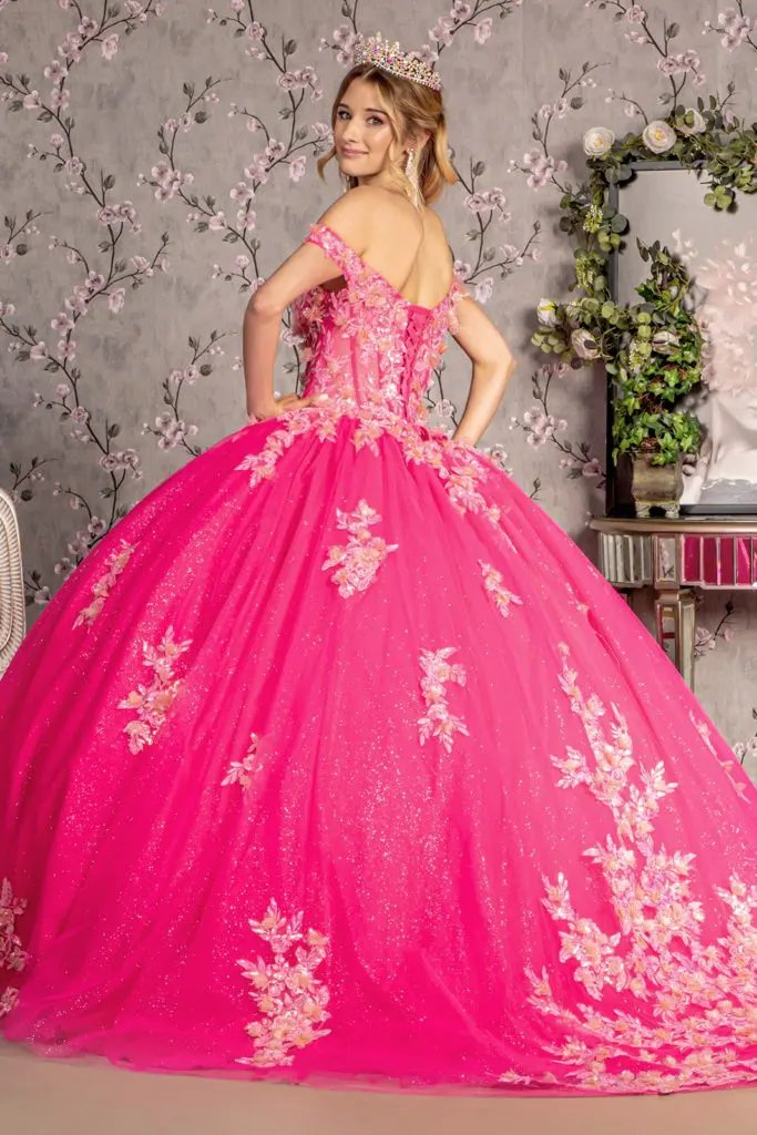 3-D Flower Jewel Sheer Corset Bodice Mesh Ball Gown by Tux-USA