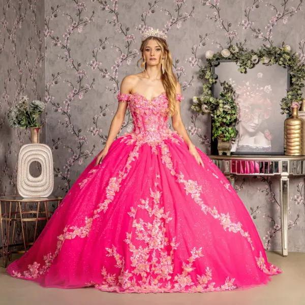 3-D Flower Jewel Sheer Corset Bodice Mesh Ball Gown by Tux-USA