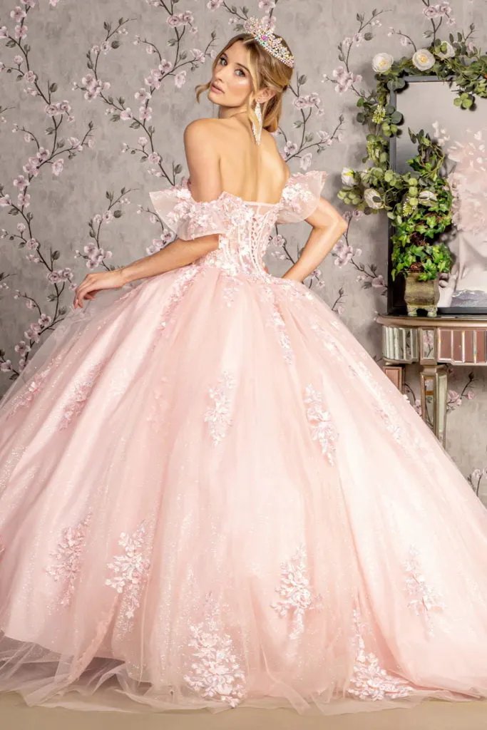 3-D Flower Illusion Sweetheart Sheer Bodice Mesh Ball Gown by Tux-USA