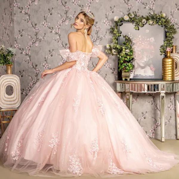 3-D Flower Illusion Sweetheart Sheer Bodice Mesh Ball Gown by Tux-USA