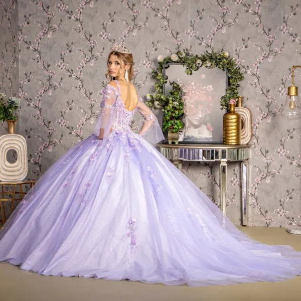 Jewel Glitter Sequin Sweetheart Mesh Ball Gown w/ Long Sleeves by Tux-USA