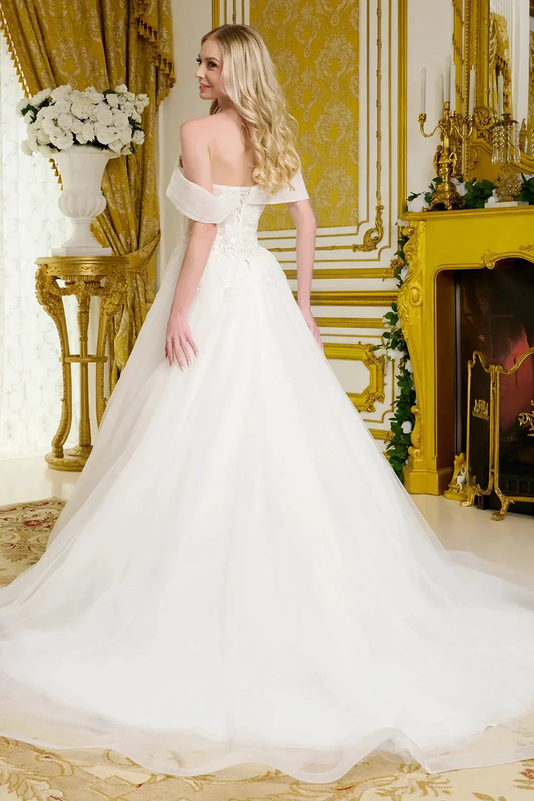 Wedding Gown A Voluminous A-Line Silhouette, With Shimmering Beads, Intricate Embroidery, And Sequins by Tux-USA