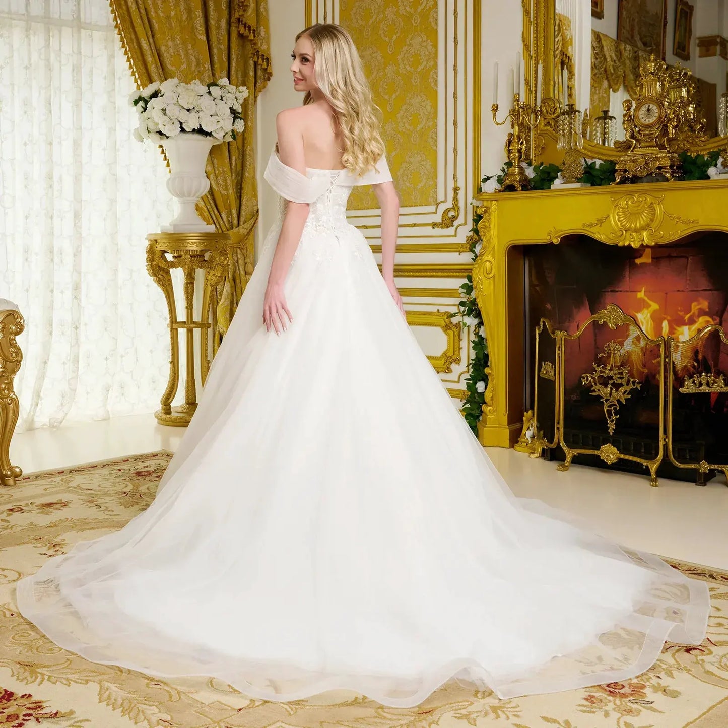 Wedding Gown A Voluminous A-Line Silhouette, With Shimmering Beads, Intricate Embroidery, And Sequins by Tux-USA