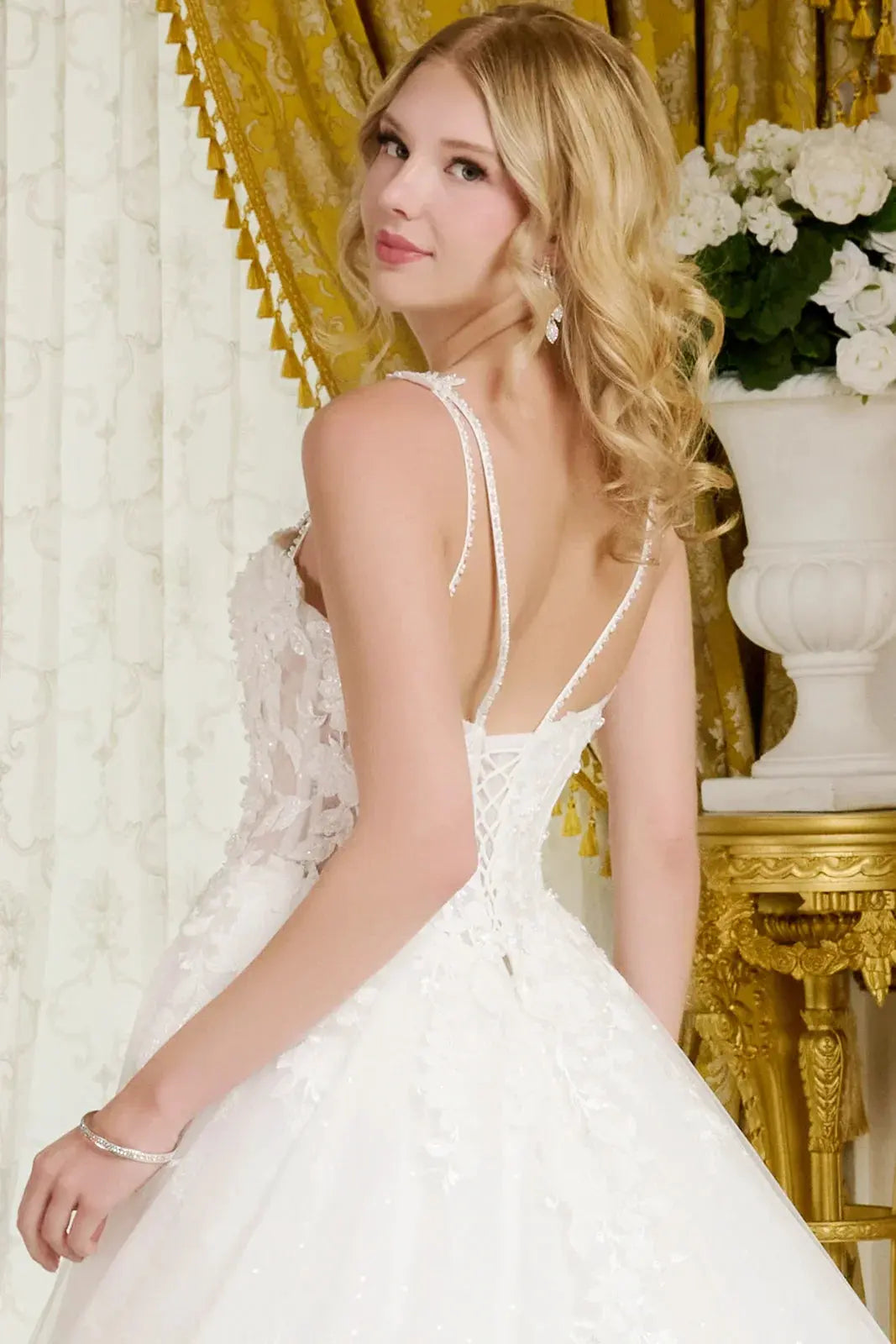 Spaghetti Straps, Sweetheart Neckline Bodice A-Line Wedding Gown by Tux-USA