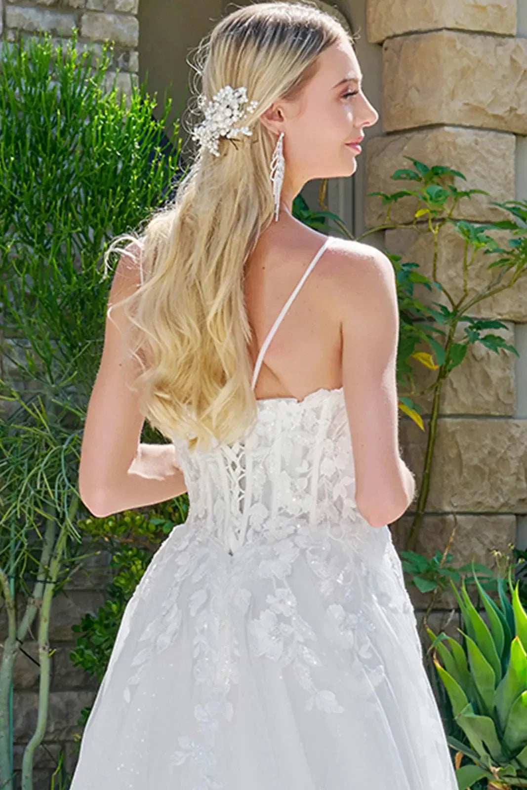 Thin Straps Boat Neckline Corset Lace Underlayer Bodice Sequin Underlayer Skirt A Line Train Dress by Tux-USA