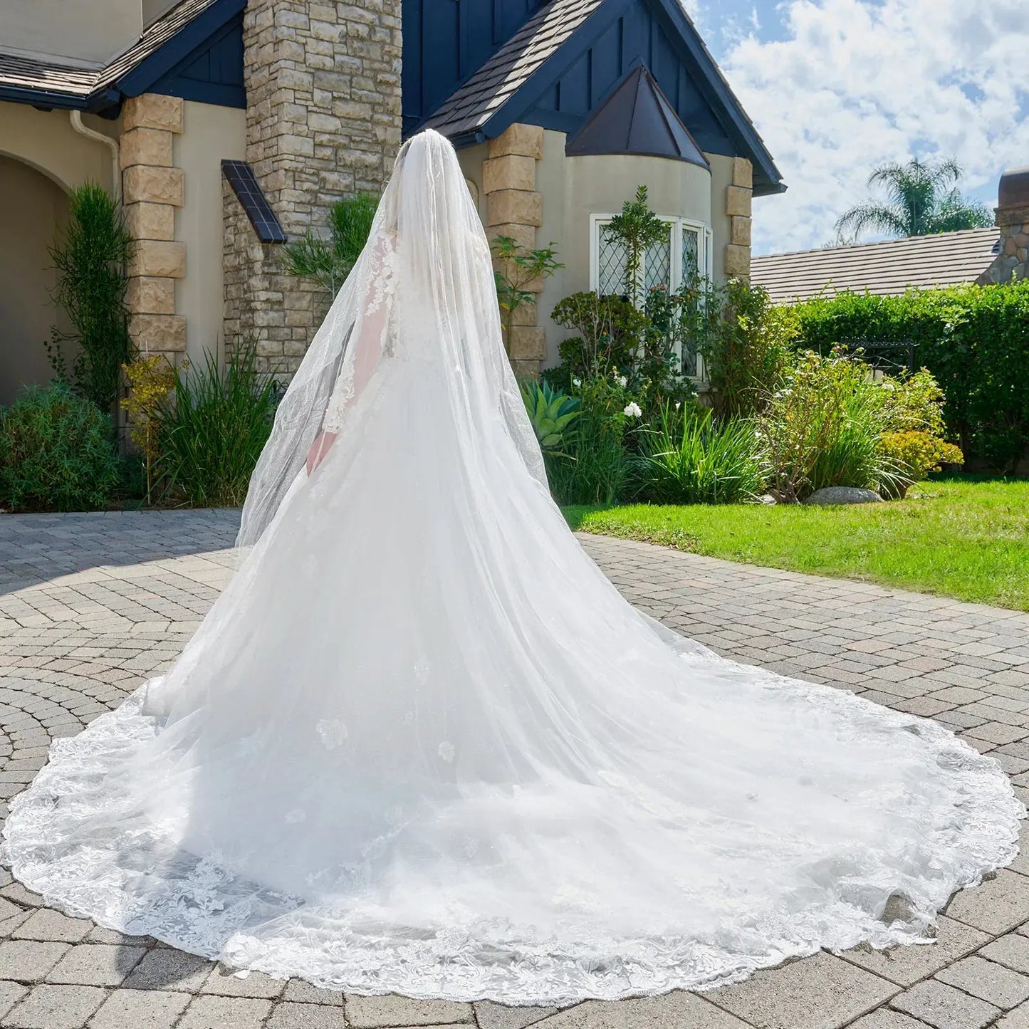 Wedding Dress Made Of Transparent Mesh, With Long Sleeves, A Round Neckline, And A Corset-Style Bodice. by Tux-USA