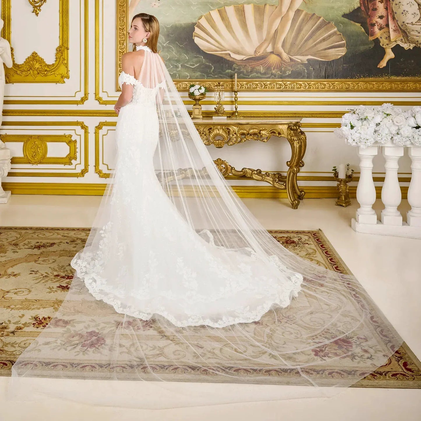 Fitted Wedding Dress With Off-The-Shoulder Design, Appliqués, Embroidery, Beads And Sequins With A Touch Of Sparkle by Tux-USA