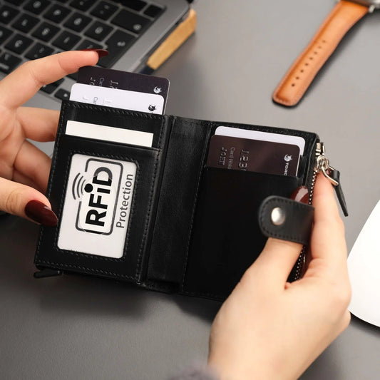 Glenrock Black Leather Pop-up Cardholder Wallet by TORONATA