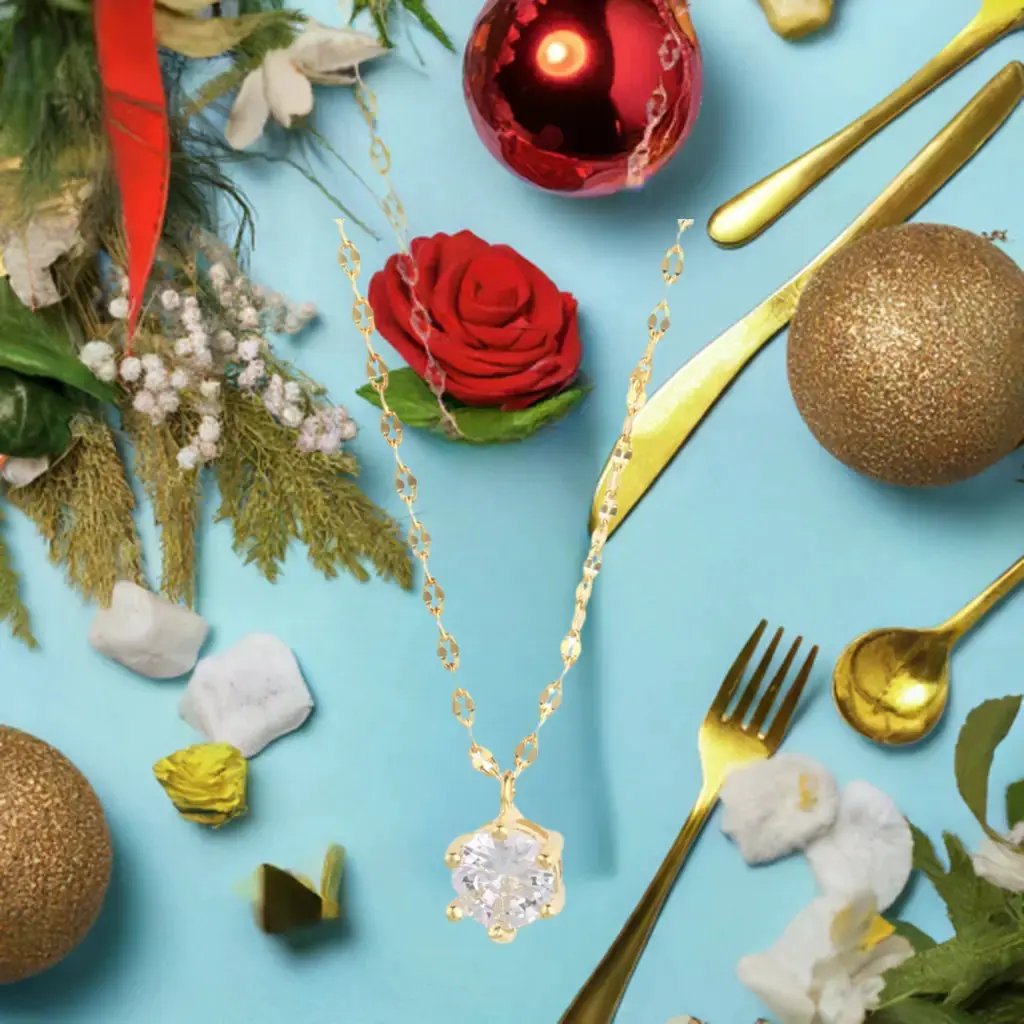 14K Gold Plated Solitaire Necklace by Nichestar