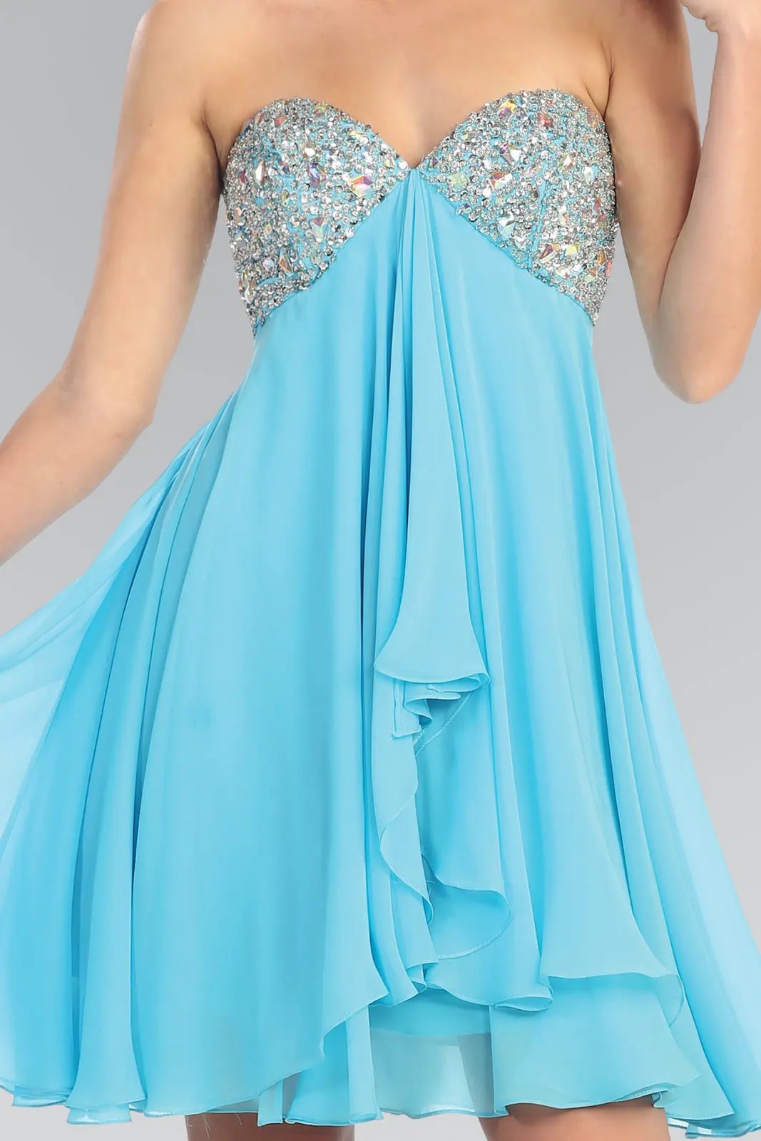 Tux USA Strapless Chiffon Dress With Jewel Detailing For Women by Tux-USA