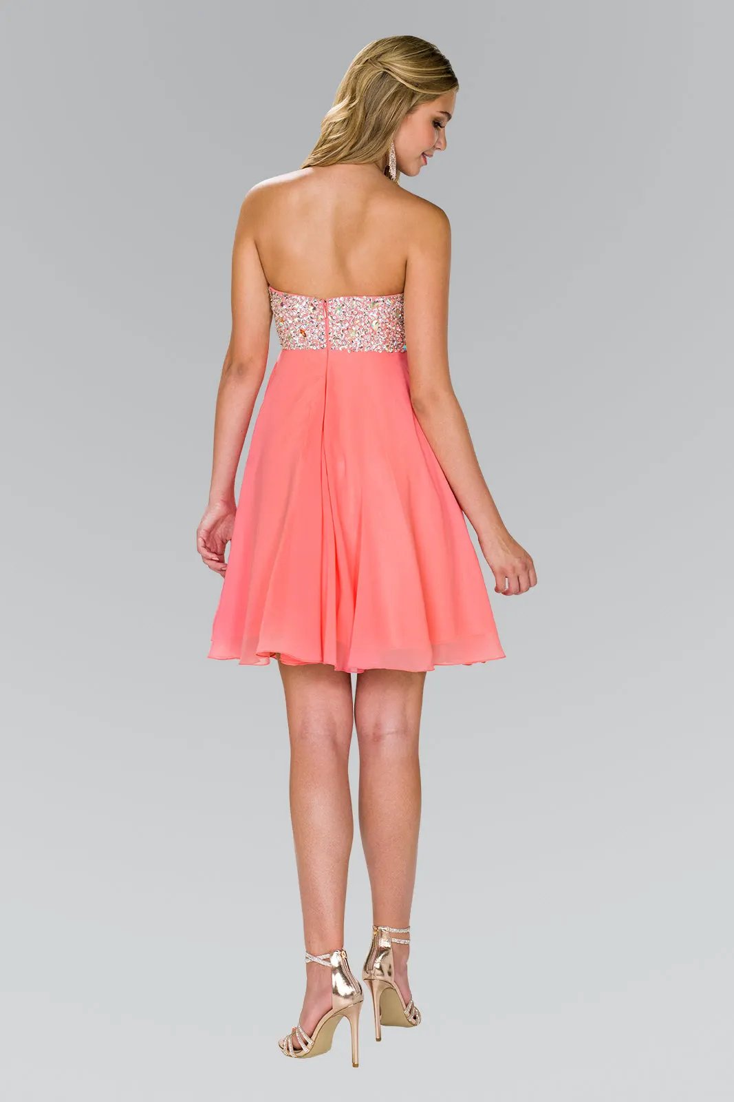 Tux USA Strapless Chiffon Dress With Jewel Detailing For Women by Tux-USA