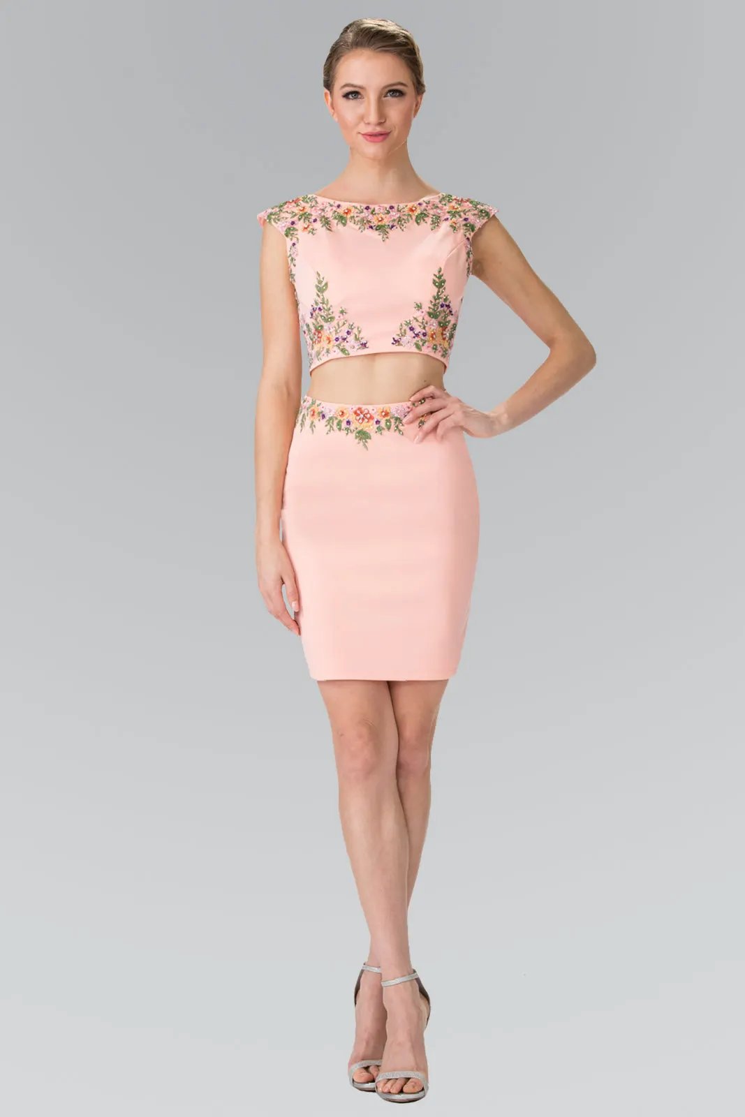 wo-Piece Embroidered Pencil Skirt Dress by Tux-USA