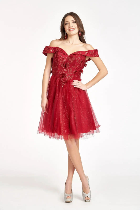 Sweethearted Glitter Mesh Homecoming Dress w/ Corset Back by Tux-USA