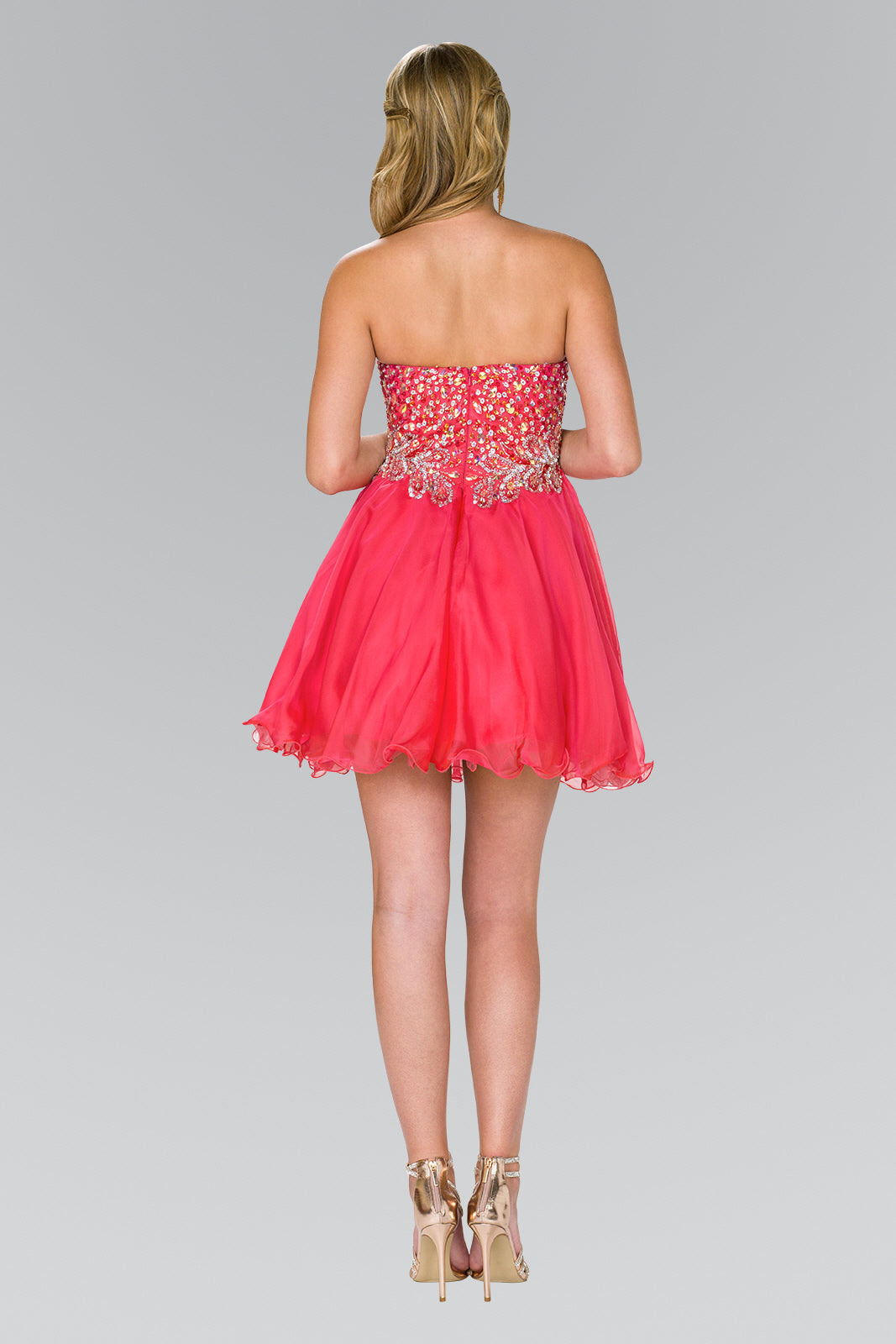 Strapless Sweetheart Short Dress with Jewel and Sequin Embellished Bodice by Tux-USA