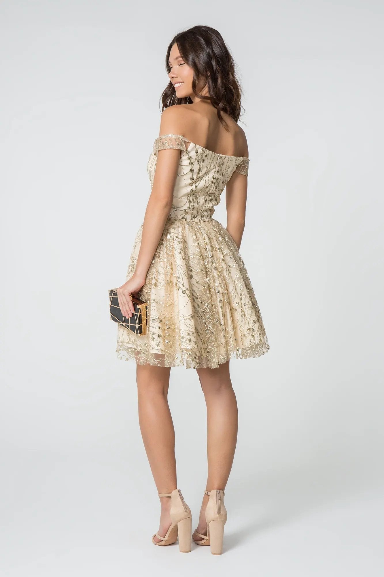 Jewel and Sequin Embellished Glitter Mesh Short Dress by Tux-USA