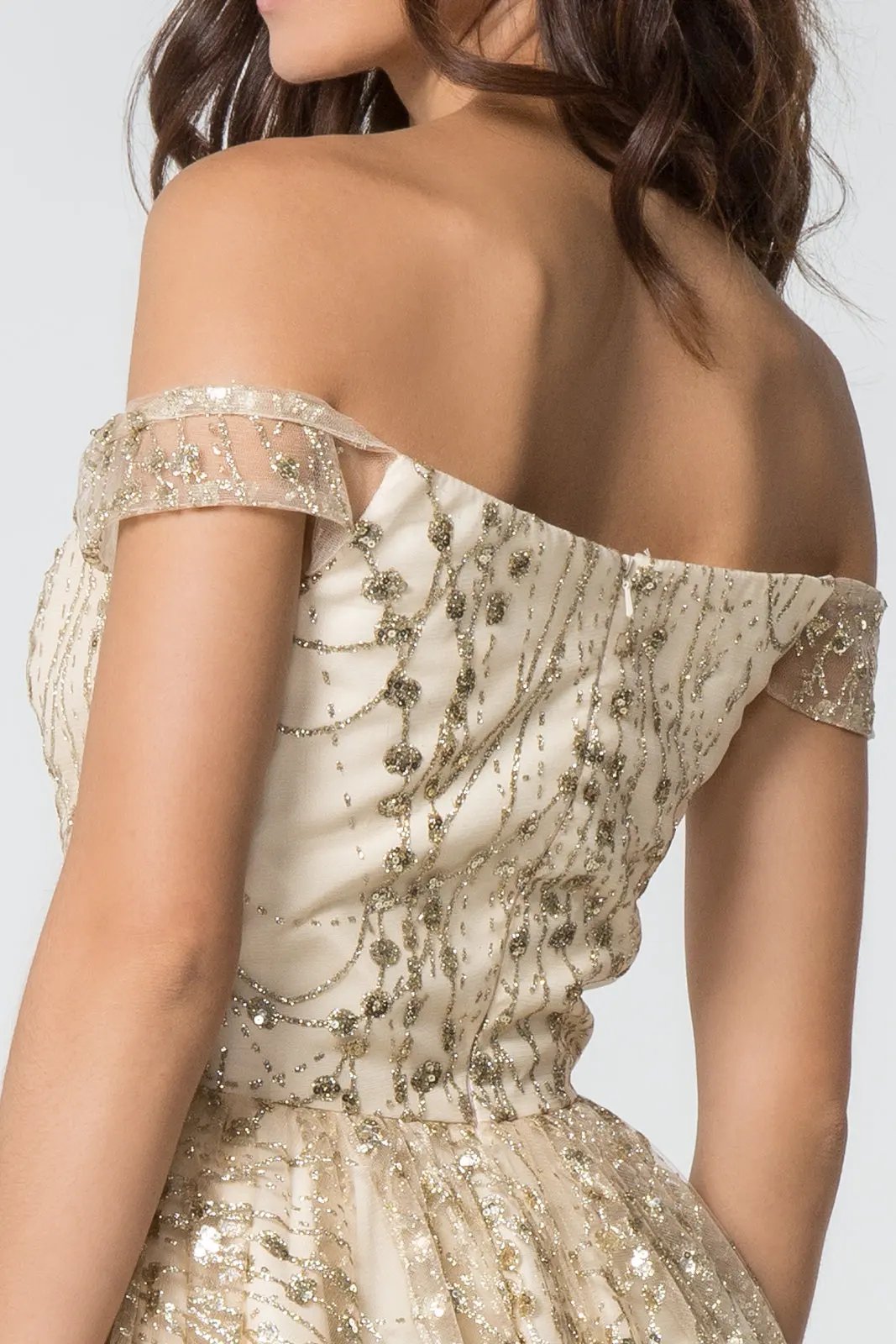 Jewel and Sequin Embellished Glitter Mesh Short Dress by Tux-USA
