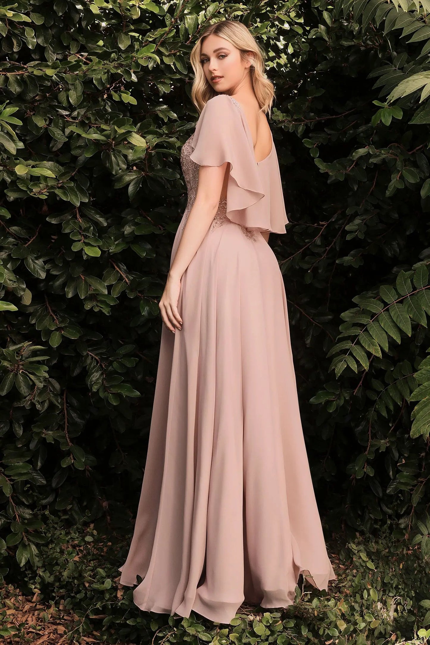 A-Line Chiffon Gown With Caplet by Tux-USA